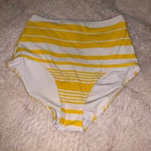Aerie Yellow Striped High Waisted Bikini Bottoms
